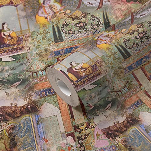 A.S. Création Tapete Orientalisch Glatt Grün Orange Vliestapete Vintage für Küche 381741 10,05x0,53m Made in Germany von A.S. Création