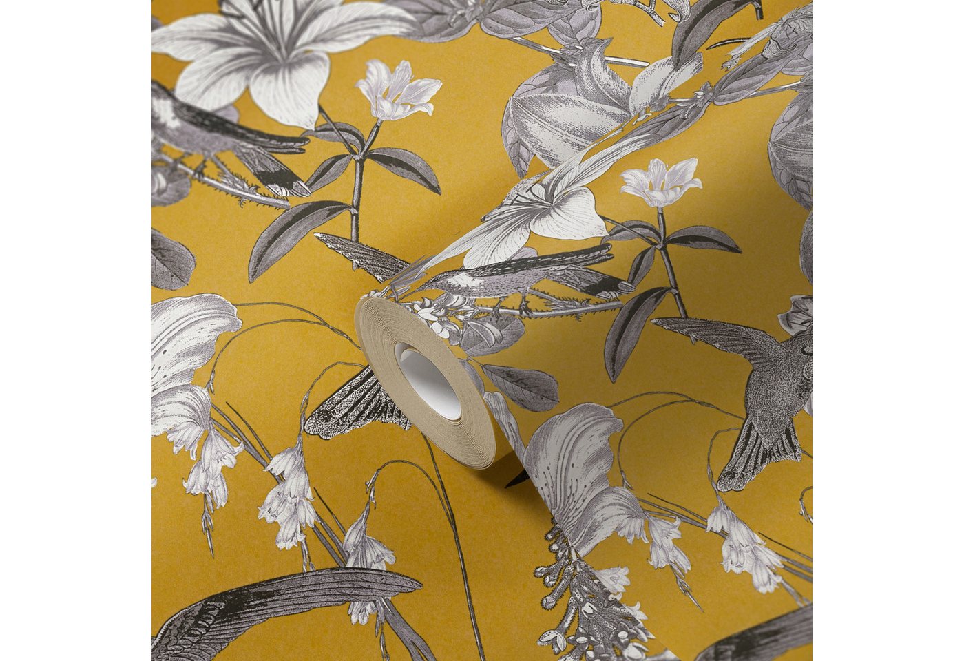A.S. Création Vinyltapete, Blumentapete Gelb 377013 Wandtapete Vliestapete Natur Floral Vlies von A.S. Création
