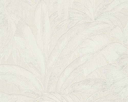 VERSACE wallpaper Vliestapete Giungla Luxustapete mit Palmenblättern Dschungel 10,05 m x 0,70 m creme metallic Made in Germany 962402 96240-2 von A.S. Création