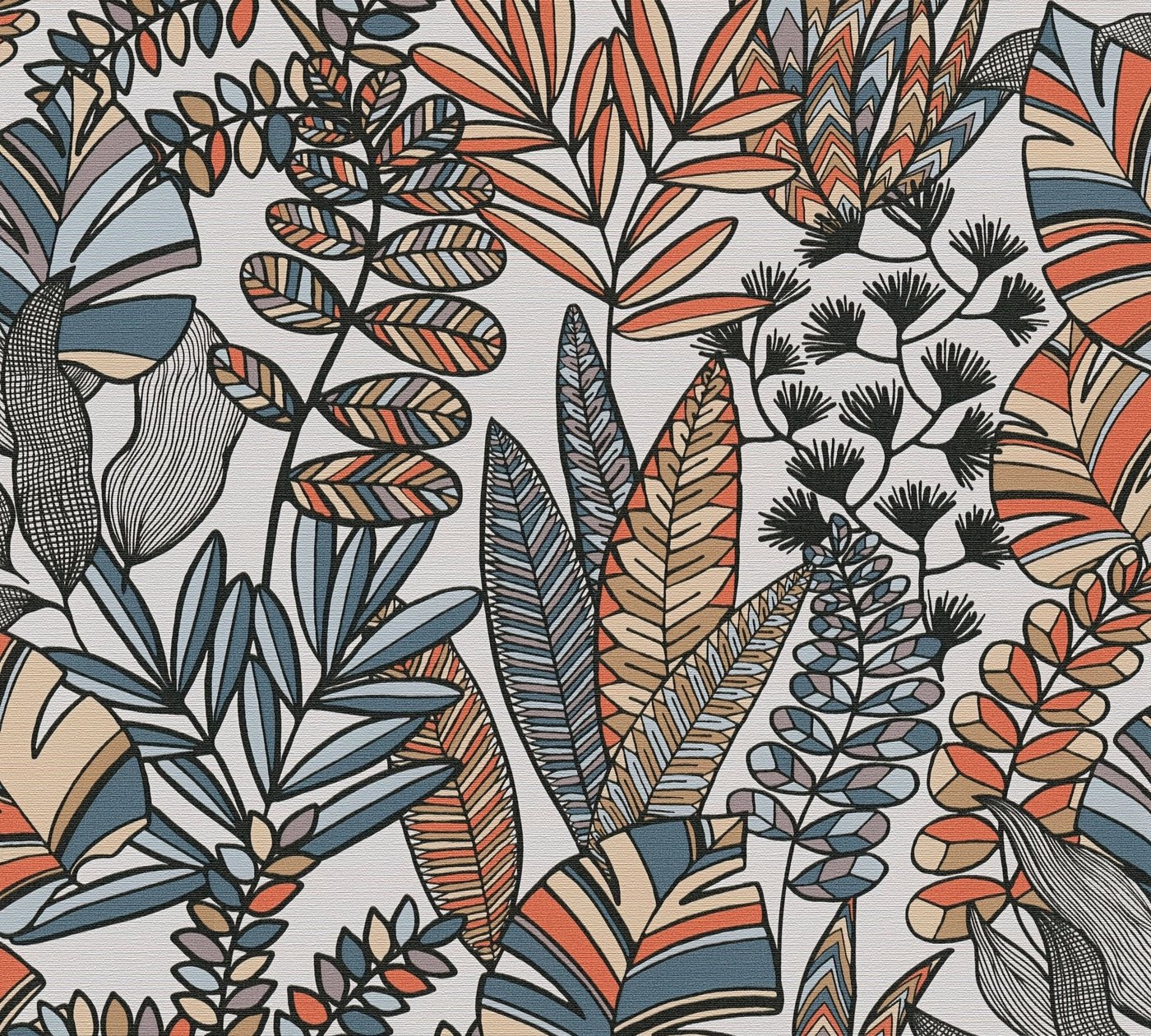 A.S. Création Vliestapete Antigua Tapete Floral, geprägt, matt, (1 St), Pflanzen Tapete mit Blättern Retro Bunt von A.S. Création