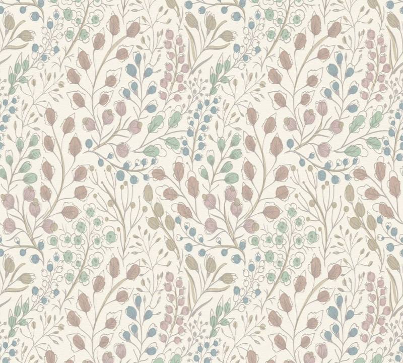 A.S. Création Vliestapete Attractive 2 Tapete mit Blümchen, leicht strukturiert, gemustert, matt, neutral, (1 St), Floral Blumentapete blümchen leicht strukturiert Design Kinderzimmer von A.S. Création