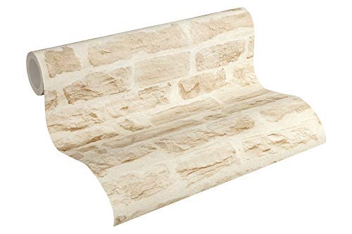 A.S. Création Vliestapete Best of Wood`n Stone 2nd Edition Tapete in Stein Optik fotorealistische Steintapete Naturstein 10,05 m x 0,53 m beige creme Made in Germany 355802 35580-2 von A.S. Création