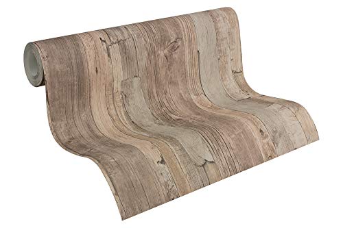 A.S. Création Vliestapete Best of Wood`n Stone 2nd Edition Tapete in Holz Optik fotorealistische Holztapete 10,05 m x 0,53 m beige braun Made in Germany 954053 95405-3 von A.S. Création