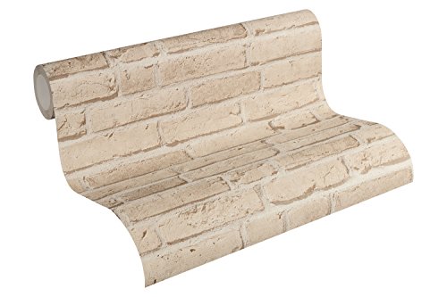 A.S. Création Vliestapete Best of Wood`n Stone 2nd Edition Tapete in Stein Optik fotorealistische Steintapete Backstein 10,05 m x 0,53 m beige Made in Germany 355812 35581-2 von A.S. Création