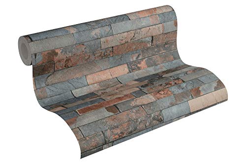 A.S. Création Vliestapete Best of Wood`n Stone 2nd Edition Tapete in Stein Optik fotorealistische Steintapete Naturstein 10,05 m x 0,53 m braun grau schwarz Made in Germany 355823 35582-3 von A.S. Création