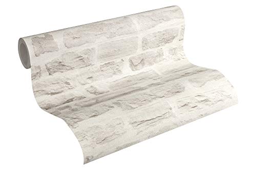 A.S. Création Vliestapete Best of Wood`n Stone 2nd Edition Tapete in Stein Optik fotorealistische Steintapete Naturstein 10,05 m x 0,53 m grau Made in Germany 355804 35580-4 von A.S. Création