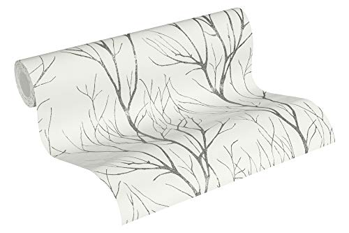 A.S. Création Blooming Vliestapete 10,05 m x 0,53 m mit glänzendem Baummotiv - Grau, Schwarz, Weiß - Wald-Motivtapete im Metallic-Look Made in Germany - 372604 A.S. Création Blooming Vliestapete 10,05 m x 0,53 m mit glänzendem Baummotiv - Grau, Schwarz, Weiß - Wald-Motivtapete im Metallic-Look Made in Germany - 372604 von A.S. Création