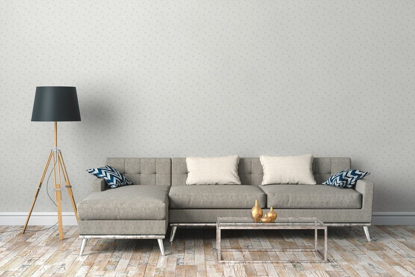 A.S. Création Vliestapete Blumen Kariert Landhausstil Hellgrau Blau Weiß 39067-4 Maison Charme von A.S. Création
