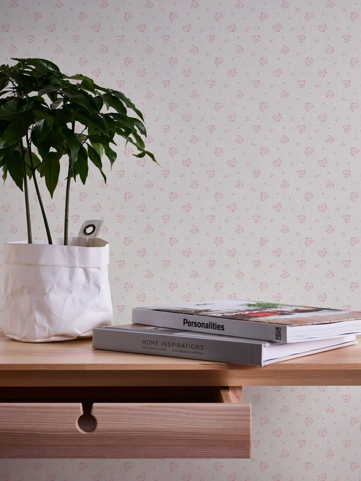 A.S. Création Vliestapete Blumen Kariert Landhausstil Hellgrau Rosa Weiß 39067-3 Maison Charme von A.S. Création