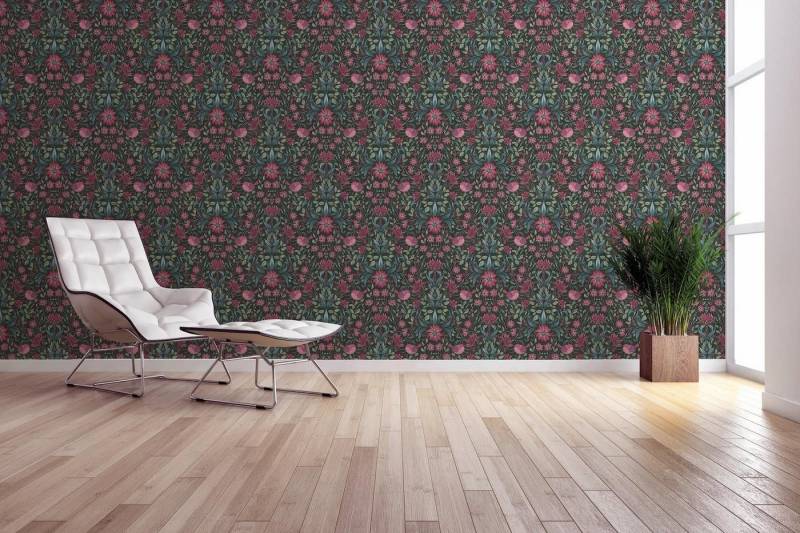 A.S. Création Vliestapete Blumen Ornamente Landhausstil Schwarz Rosa Grün 39075-1 Maison Charme von A.S. Création