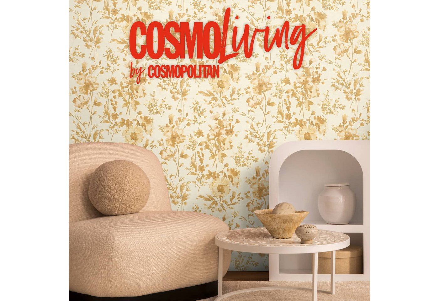 A.S. Création Vliestapete Blumen Vintage Creme Gold Metallic 79061-4 COSMOLiving livingwalls von A.S. Création