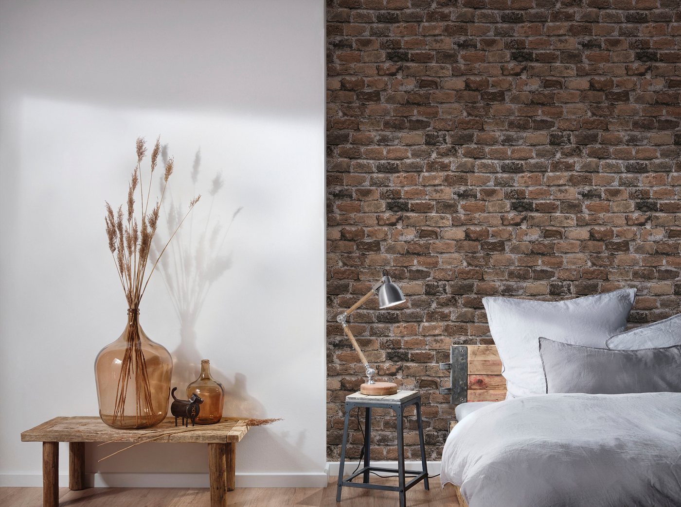 A.S. Création Vliestapete Bricks & Stones Steinoptik, leicht strukturiert, gemustert, matt, neutral, (1 St), Tapete Stein Tapeten Wohnzimmer Schlafzimmer Küche modern Design Optik von A.S. Création