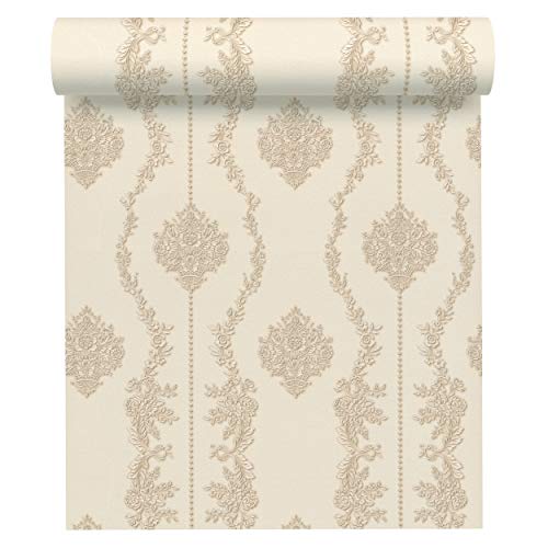 A.S. Création Vliestapete Chateau 5 Tapete mit Ornamenten barock 10,05 m x 0,53 m beige creme metallic Made in Germany 344931 34493-1 von A.S. Création