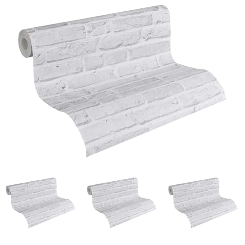 A.S. Création Vliestapete Cocktail 2 Tapete in Backstein Optik Industrial Loft Style 10,05 m x 0,53 m grau Made in Germany 942832 94283-2 (Packung mit 4) von A.S. Création