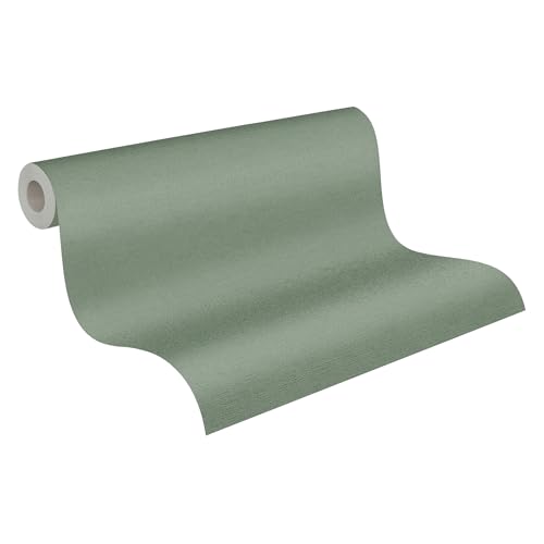 A.S. Création Cuba einfarbige Vliestapete mit Struktur 0,53 x 10,05 m – Grün – Uni Wandtapete für verschiedene Räume Made in Germany – 371787 von A.S. Création