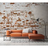 A.S. Création Vliestapete "Fototapete Backstein Maueroptik Weiß Rot Used Look" matt strukturiert von A.S. Création