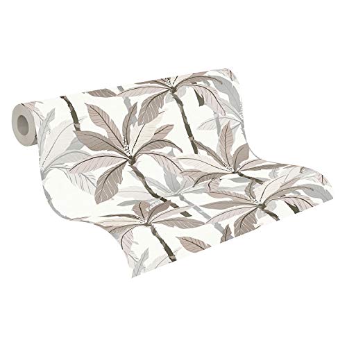 A.S. Création Vliestapete Geo Nordic Dschungeltapete Palmentapete 10,05 m x 0,53 m weiß grau beige 375305 37530-5 von A.S. Création