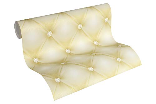A.S. Création Vliestapete Hermitage 10 Tapete Leder Optik 10,05 m x 0,53 m grün metallic weiß Made in Germany 341445 34144-5 von A.S. Création
