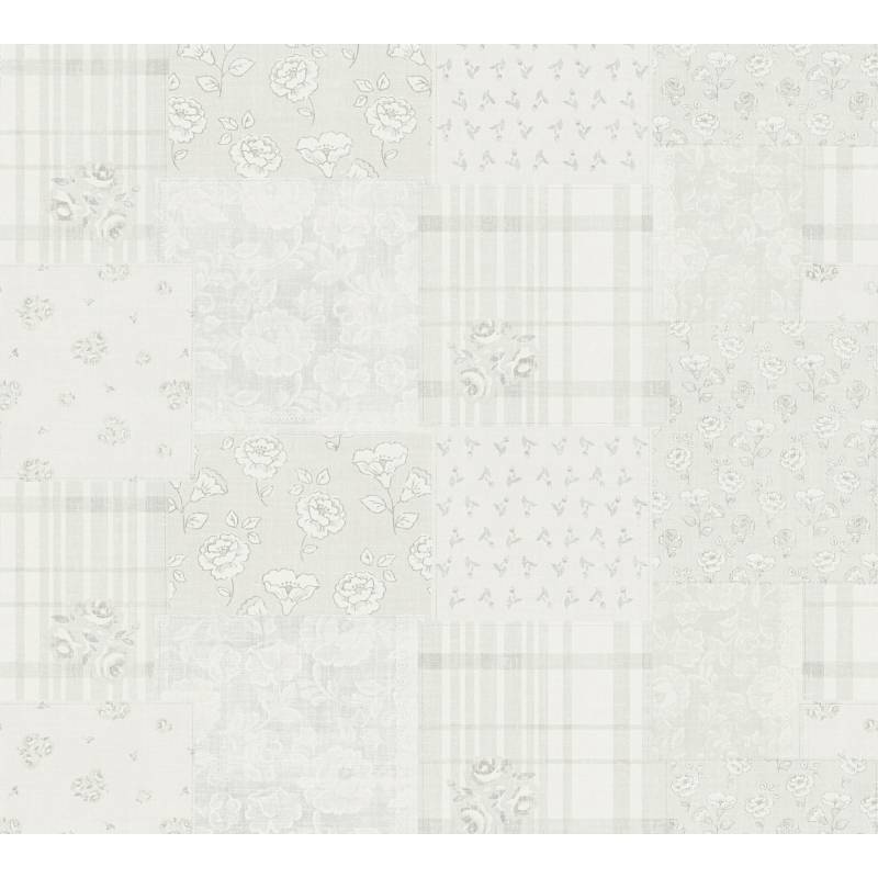 A.S. Création Vliestapete 'Maison Charme' Blumen Patchworkmust grau/weiß 0,53 x 10,05 m von A.S. Création