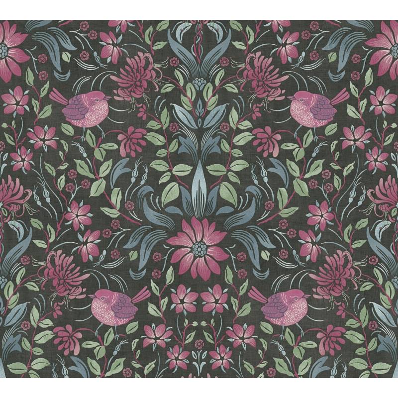 A.S. Création Vliestapete 'Maison Charme' opulentes Blumenmuster schwarz/pink 0,53 x 10,05 m von A.S. Création