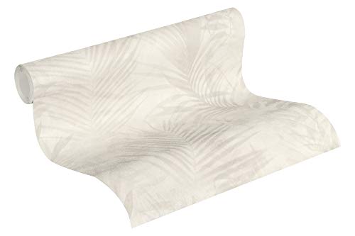 A.S. Création Vliestapete Neue Bude 2.0 Edition 2 Tapete Tropical Concret mit Palmenblättern 10,05 m x 0,53 m creme grau beige Made in Germany 374113 37411-3 von A.S. Création