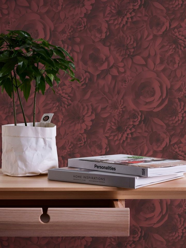 A.S. Création Vliestapete PintWalls Blumen 3D Optik, glatt, gemustert, matt, neutral, (1 St), Blumenwand Tapeten Wohnzimmer Schlafzimmer Küche modern Flur Design von A.S. Création