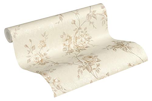 A.S. Création Vliestapete Romantico Tapete mit romantischen Rosen floral 10,05 m x 0,53 m creme beige braun Made in Germany 372263 37226-3 von A.S. Création