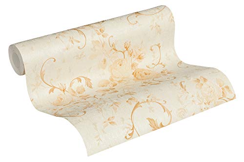 A.S. Création Vliestapete Romantico Tapete mit romantischen Rosen floral 10,05 m x 0,53 m creme beige metallic Made in Germany 372243 37224-3 von A.S. Création