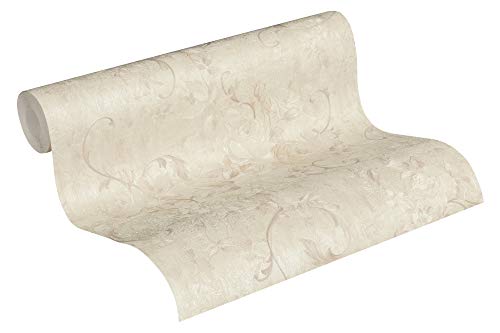 A.S. Création Vliestapete Romantico Tapete mit romantischen Rosen floral 10,05 m x 0,53 m creme grau beige Made in Germany 372244 37224-4 von A.S. Création