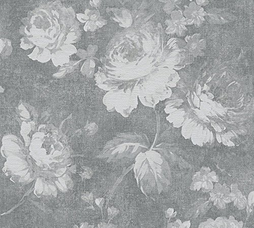 A.S. Création Vliestapete Secret Garden Tapete mit romantischen Rosen floral 10,05 m x 0,53 m grau Made in Germany 336041 33604-1 von A.S. Création