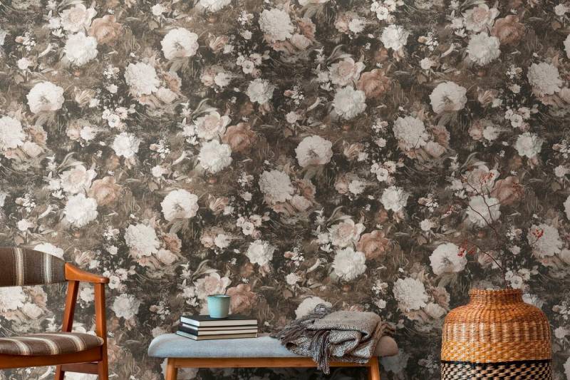 A.S. Création Vliestapete THE BOS Blumentapete Floral, leicht strukturiert, abstrakt, gemustert, leicht glänzend, (1 St), Blumenwand Tapeten Wohnzimmer Schlafzimmer Küche modern Design Optik von A.S. Création