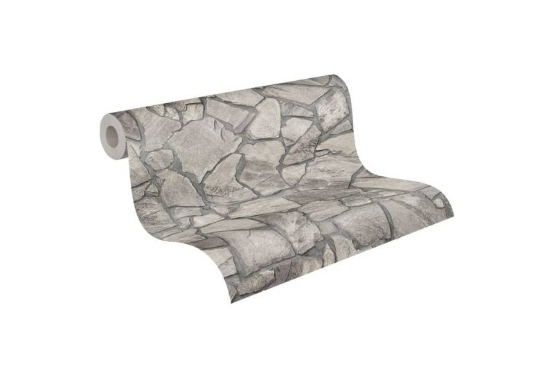 A.S. Création Vliestapete Terra Tapete Steinoptik, leicht strukturiert, gemustert, matt, neutral, (1 St), Stein-Tapete Steinwand Naturstein 3d-Optik Tapeten Wohnzimmer modern von A.S. Création