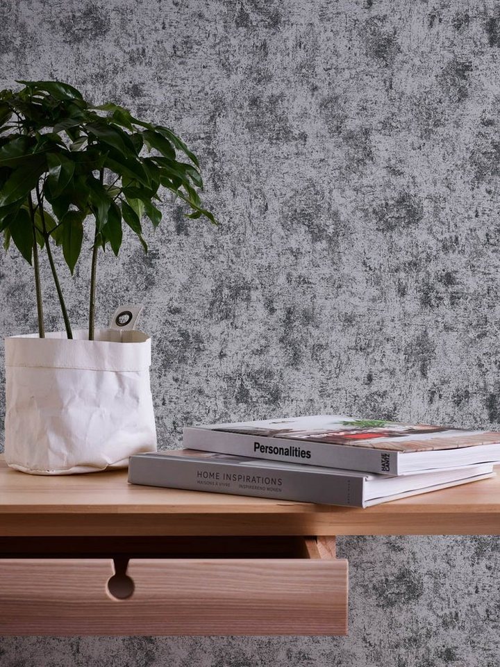 A.S. Création Vliestapete Used-Look Beton Optik Schwarz Silber Metallic 38969-6 Profitex von A.S. Création
