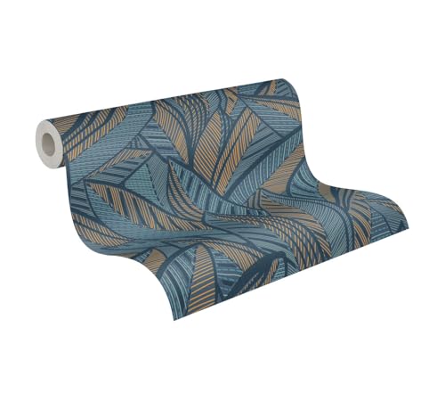 A.S. Création Vliestapete mit Blättern - hochwertige Tapete Floral 399335 in Blau, Grün, Gelb - Tapete Vlies Blätter Muster - Made in Germany von A.S. Création