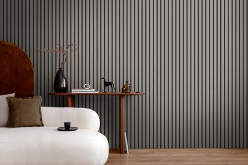 A.S. Création Vliestapete mit Wandpaneelmotiv 0,53 x 10,05 m – Grau Anthrazit Schwarz – Tapete in Holzoptik Made in Germany – 786284 von A.S. Création