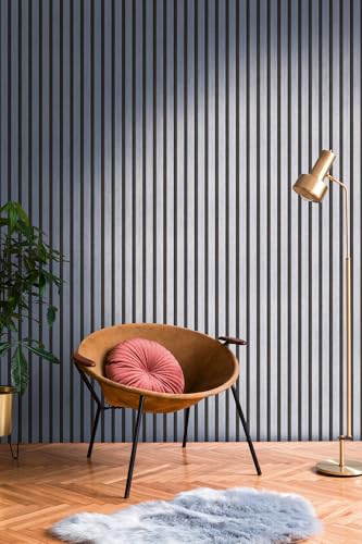 A.S. Création Vliestapete mit Wandpaneelmotiv mit Metallic-Effekt 0,53 x 10,05 m – Schwarz Grau-Blau Metallic – Tapete in Holzoptik Made in Germany – 786273 von A.S. Création