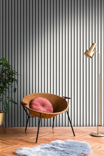 A.S. Création Vliestapete mit Wandpaneelmotiv mit Metallic-Effekt 0,53 x 10,05 m – Schwarz Silber Metallic – Tapete in Holzoptik Made in Germany – 786271 von A.S. Création