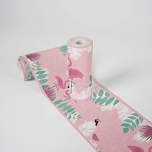 A.S. Création selbstklebende Bordüre - Papierbordüre mit kinderfreundlichen Motiven in Rosa, Grün und Weiß - auf 5,00 m x 0,15 m je Rolle von A.S. Création