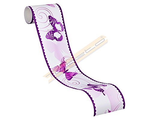 A.S. Création Bordüre - Papierbordüre mit kinderfreundlichen Motiven in Lila und Weiß - auf 5,00 m x 0,1 m je Rolle von A.S. Création