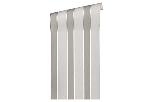 Architects Paper PVC-freie Vliestapete Alpha Tapete mit Blockstreifen 10,05 m x 0,53 m beige braun metallic Made in Germany 333291 33329-1 von Architects Paper