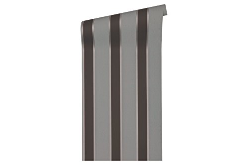 Architects Paper PVC-freie Vliestapete Alpha Tapete mit Blockstreifen 10,05 m x 0,53 m grau metallic schwarz Made in Germany 333294 33329-4 von A.S. Création