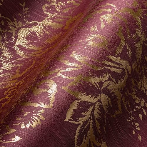 Architects Paper Textiltapete Metallic Silk Tapete mit Blumen floral 10,05 m x 0,53 m metallic rot Made in Germany 306576 30657-6 von Architects Paper