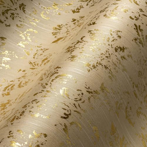 A.S. Création Architects Paper Textiltapete Metallic Silk Tapete mit Ornamenten barock 10,05 m x 0,53 m creme metallic Made in Germany 306623 30662-3 von A.S. Création