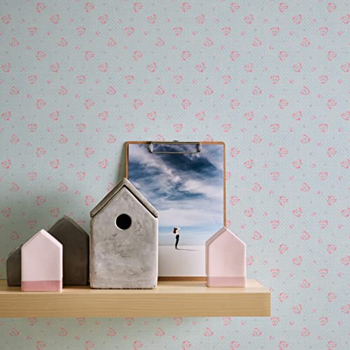 A.S. Création Blümchentapete Blau Rosa Weiß - A.S. Création Maison Charme 390671 - Vliestapete Florale Tapete - 10,05 m x 0,53 m Made in Germany von A.S. Création