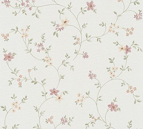 Blumentapete selbstklebend - Tapete Landhaus Stil - Blümchentapete rosa creme - Tapete mit Blumen - 0,52 x 2,5m - Made in Germany von A.S. Création