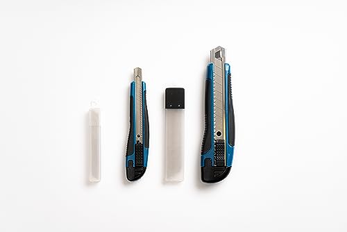 Cuttermesser Set (2 Stück) inklusive Ersatzklingen mit Kunststoffklingen und ergonomischem Griff - hochwertige Teppichmesser inkl. Metallklingen von A.S. Création