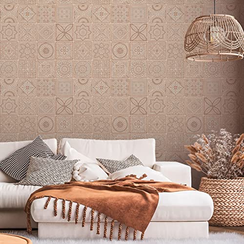 A.S. Création Fliesentapete Rosa Creme Metallic - A.S. Création Terra Aktion 389213 - Vliestapete Vintage Fliesen - 10,05 m x 0,53 m Made in Germany von Livingwalls