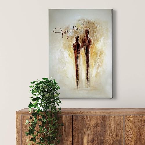 A.S. Création Leinwandbild Liebespaar - Kunstdruck gold creme - 50x70 Hochformat - Wanddekoration Schafzimmer - Bild auf Keilrahmen von A.S. Création