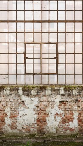 Livingwalls Vliestapete - Backstein Tapete Fenster in Braun, Grün und Beige - Wandtapete für verschiedene Räume - Wandbild XXL 2,80 m x 1,59 m von A.S. Création