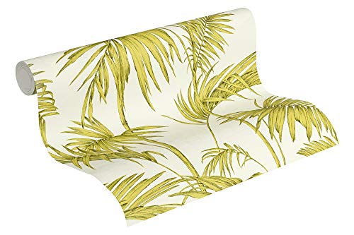 A.S. Création Livingwalls Vliestapete Metropolitan Stories Lola Paris Tapete mit Palmenprint in Dschungel Optik 10,05 m x 0,53 m creme grün Made in Germany 369194 36919-4 von A.S. Création